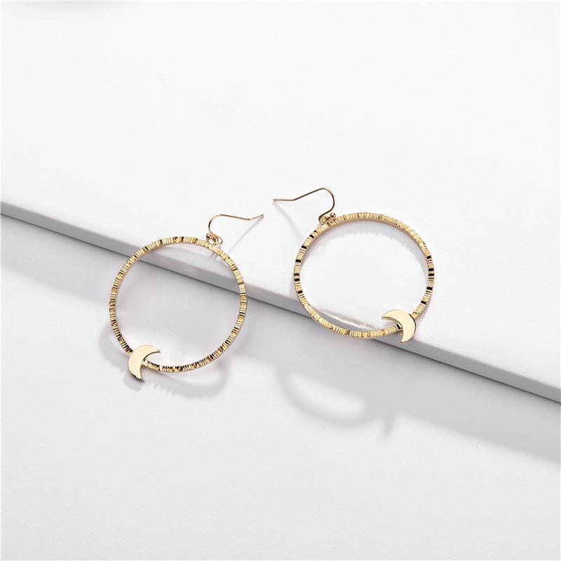 Gold Hammered Metal Moon Hoop Earrings - Lily And Ann Online Boutique