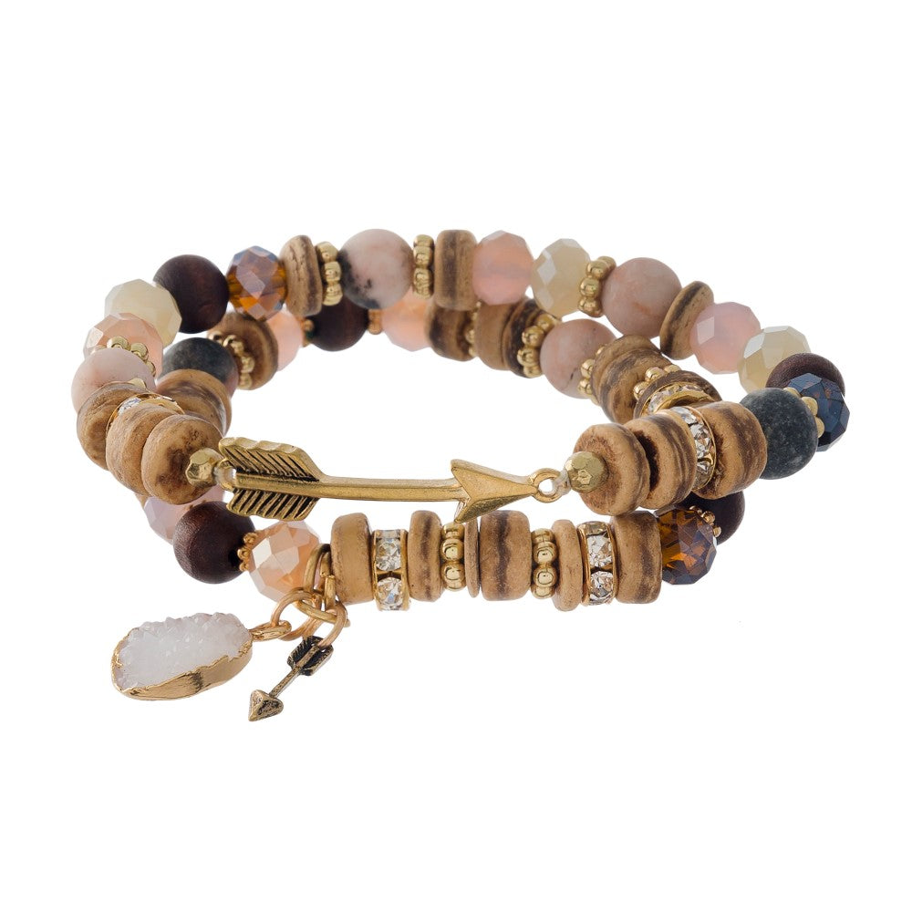 Natural Stone and Wooden Bracelet Set - Lily And Ann Online Boutique