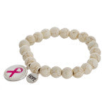 Breast Cancer Awareness Charm Stretch Bracelet - Lily And Ann Online Boutique