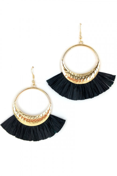 Lucy Loo Black Raffia Fashion Earrings - Lily And Ann Online Boutique