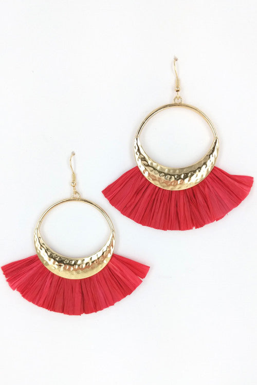 Lucy Loo Red Raffia Fashion Earrings - Lily And Ann Online Boutique
