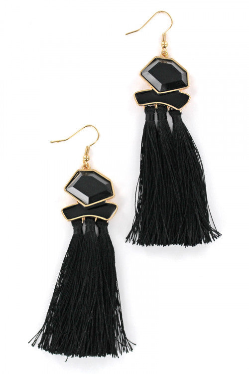 Lucy Loo Black Tassel Fashion Earrings - Lily And Ann Online Boutique