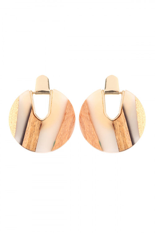 Riah Fashion Natural Wood Post Drop Earrings - Lily And Ann Online Boutique