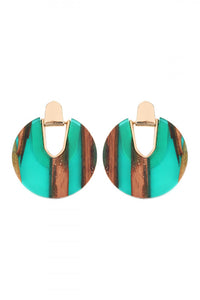 Riah Fashion Teal Wood Post Drop Earrings - Lily And Ann Online Boutique