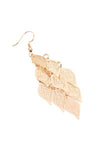 Riah Fashion Gold Dangling Filigree Leaf Earrings - Lily And Ann Online Boutique