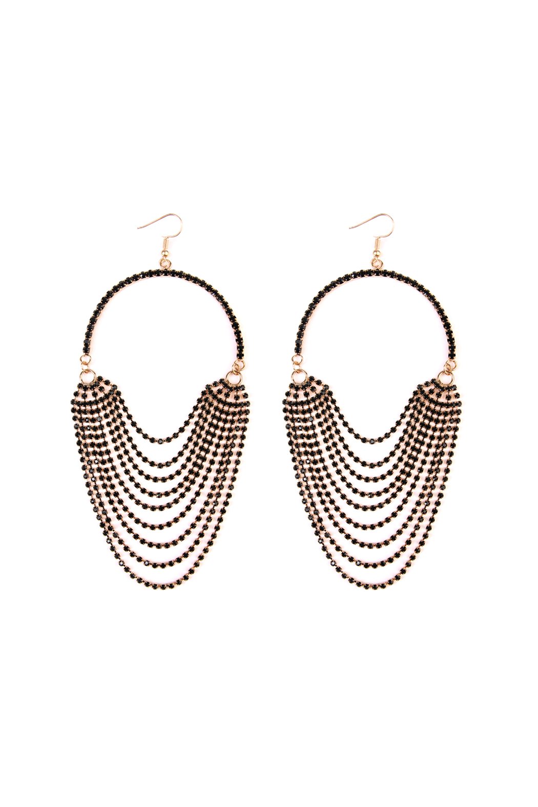 Riah Fashion Black Layer Hook Dangle Earrings - Lily And Ann Online Boutique