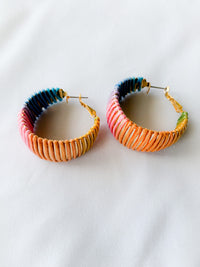 Multi Color Raffia Wrapped Earrings - Lily And Ann Online Boutique