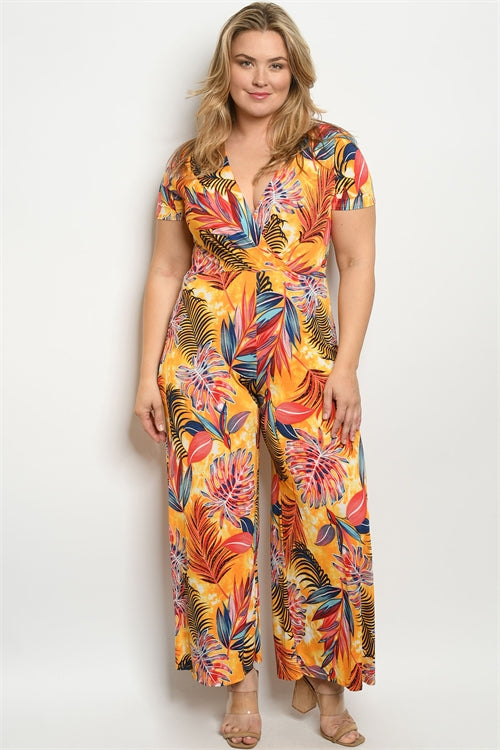Leaf Print Plus Size Jumpsuit - Lily And Ann Online Boutique