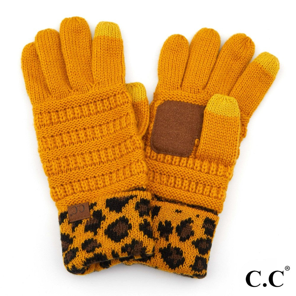 Mustard Solid Ribbed Smart Touch Gloves