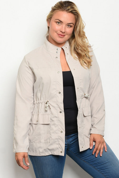 Light Grey Plus Size Utility Jacket - Lily And Ann Online Boutique