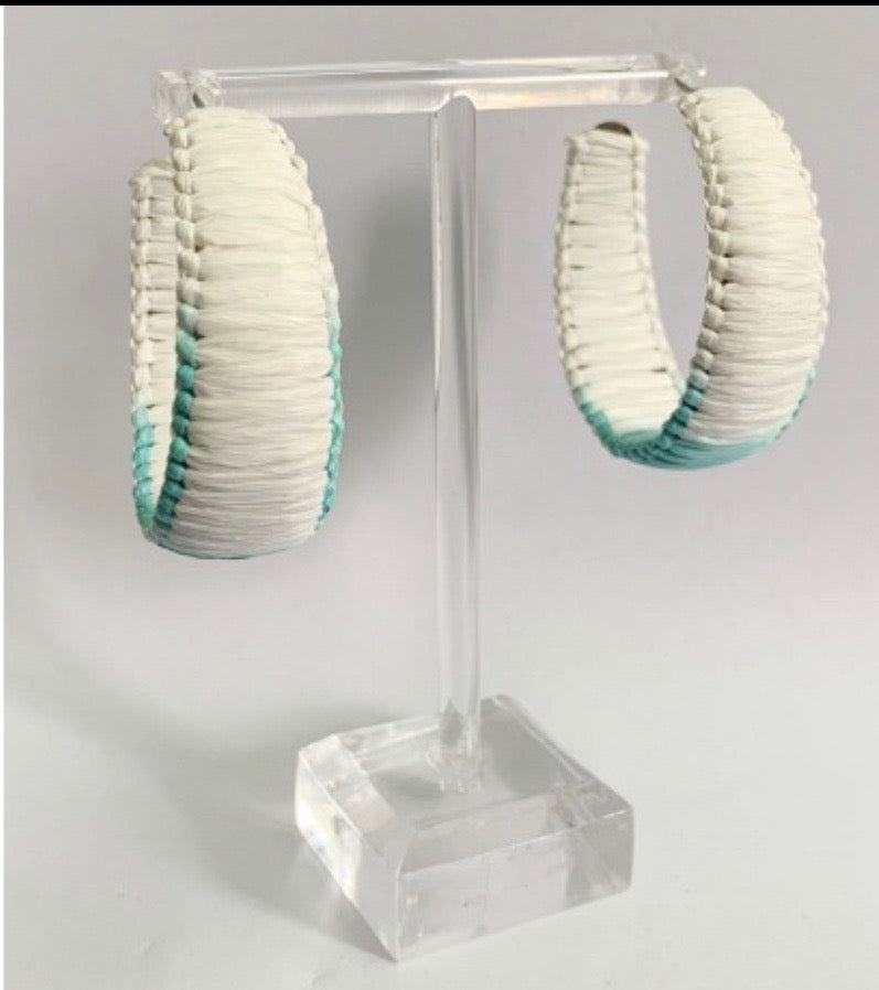 Teal and White Cord Hoop - Lily And Ann Online Boutique