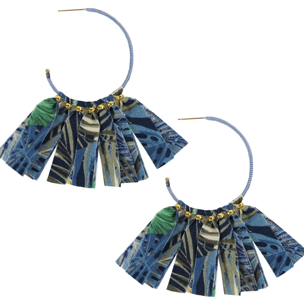 FABRIC HOOP EARRINGS -PERIWINKLE BLUE - Lily And Ann Online Boutique