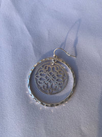 Crave Worn Silvertone Filigree Disk and Circle Earrings - Lily And Ann Online Boutique