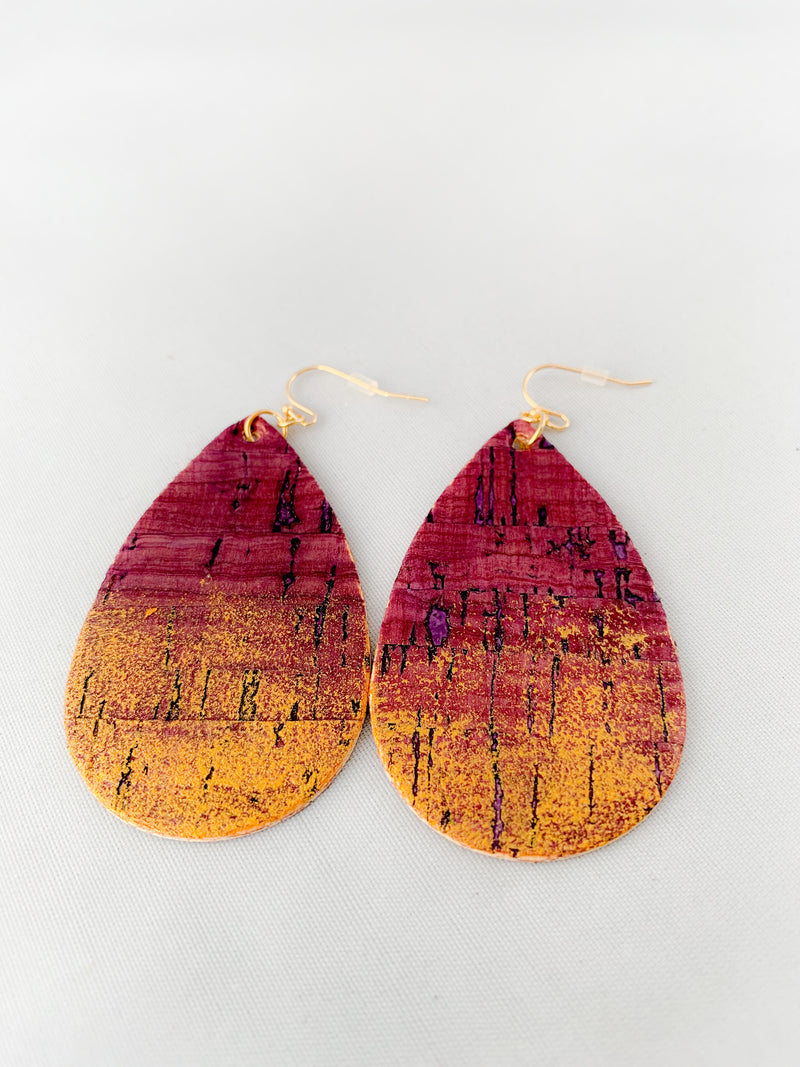 Purple and Gold Teardrop Earrings - Lily And Ann Online Boutique