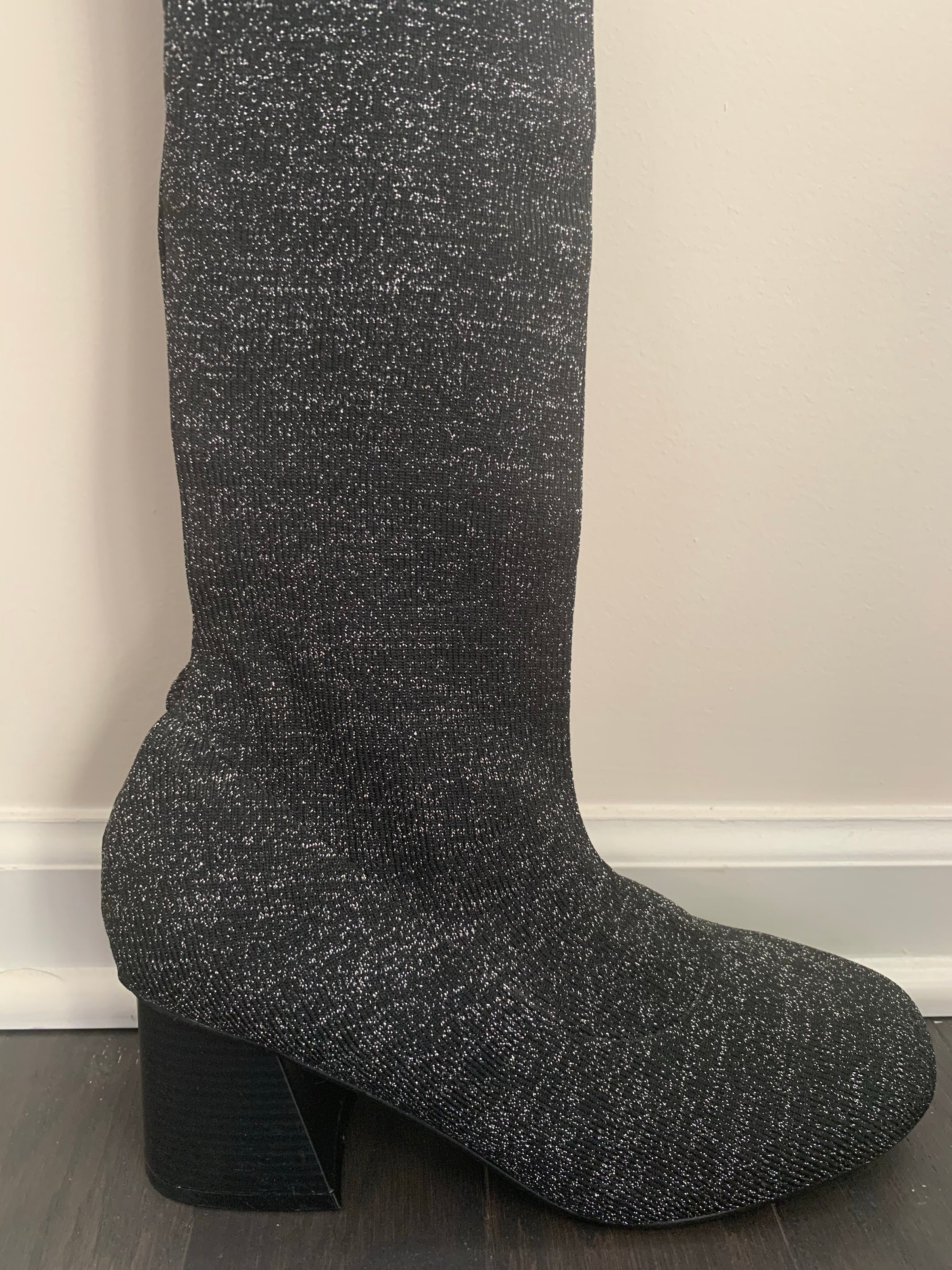 Black Over the Knee Stretchy Sock Boot - Lily And Ann Online Boutique