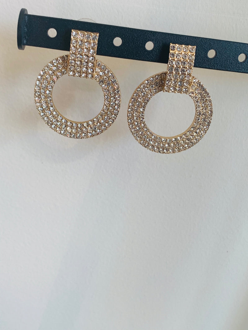 Pave Circle Hoop Earrings-Gold - Lily And Ann Online Boutique