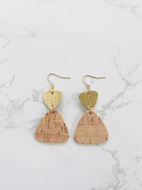 Gold & Cork Dangle Earrings