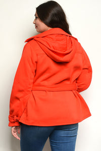 Plus Size Red Front Belted Jacket - Lily And Ann Online Boutique