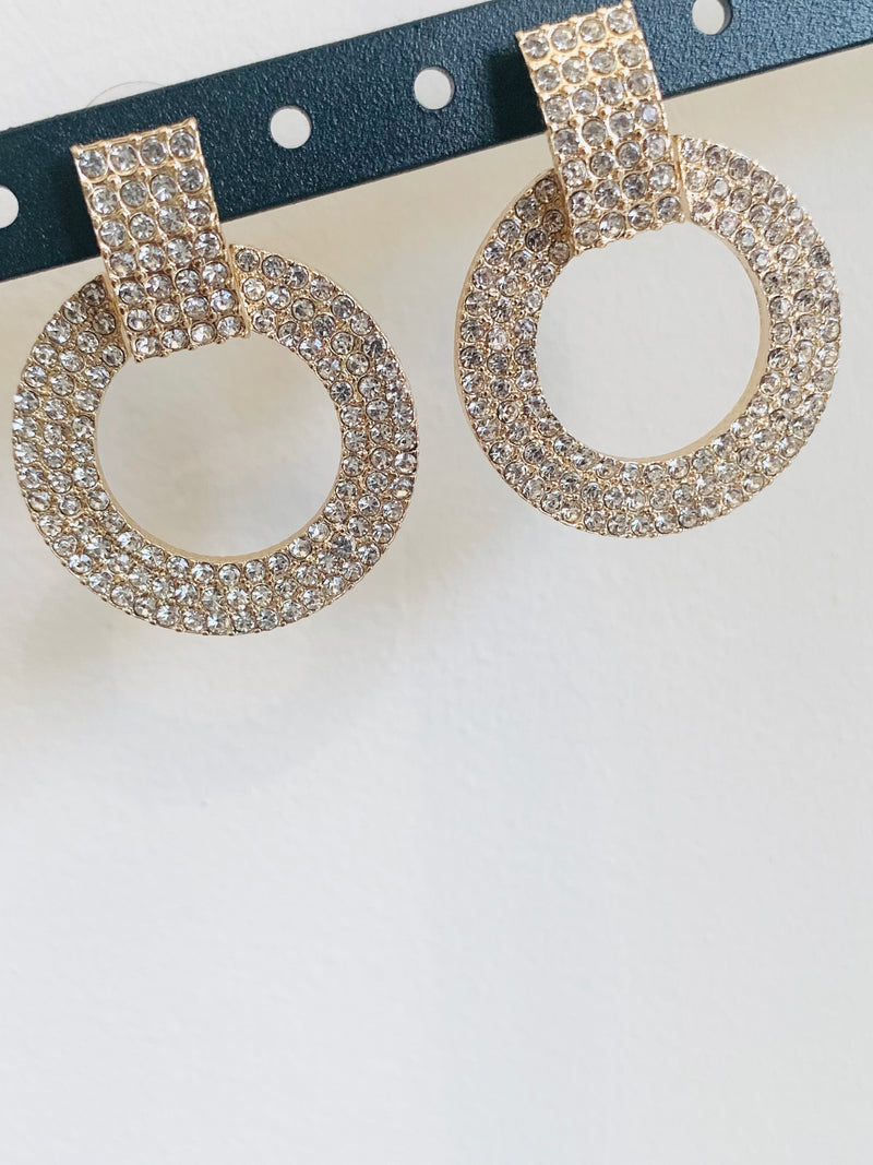 Pave Circle Hoop Earrings-Gold - Lily And Ann Online Boutique