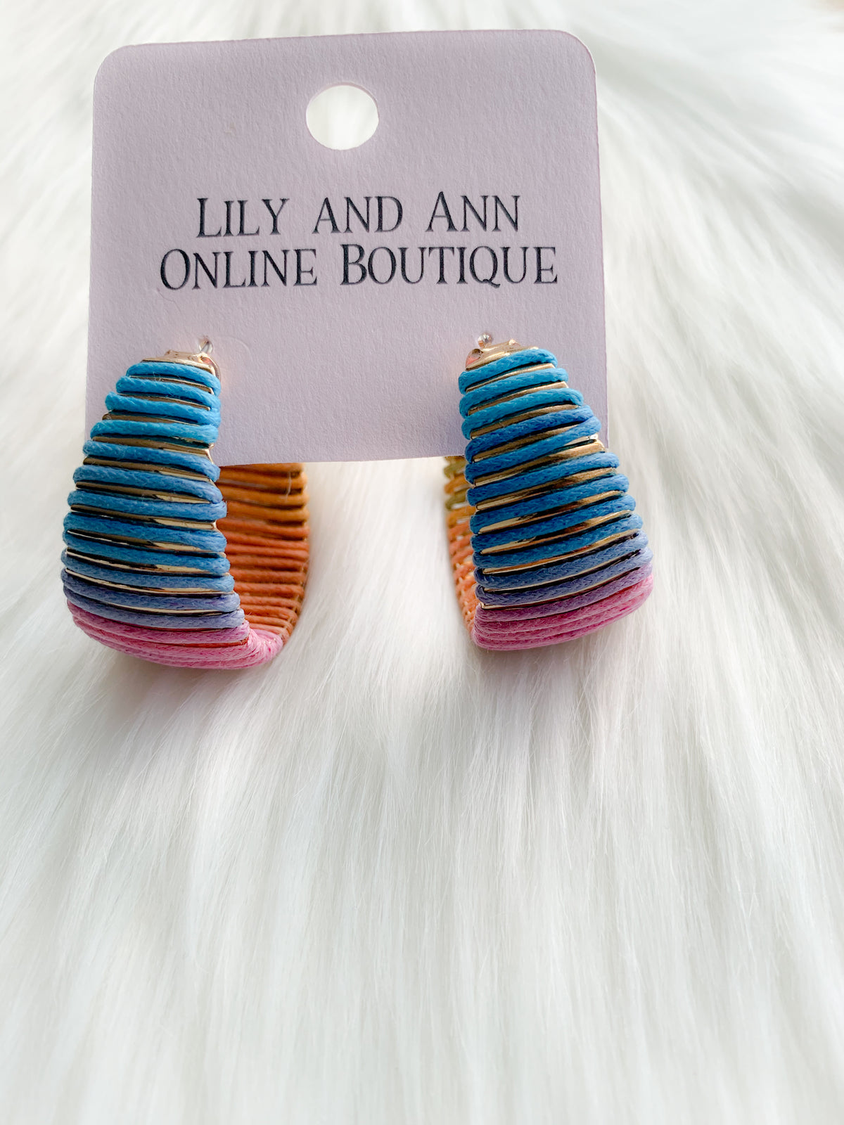 Multi Color Raffia Wrapped Earrings - Lily And Ann Online Boutique